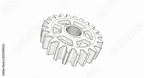 Detailed Engineering Gear Illustration Depicting Mechanical Cogwheel Design.
