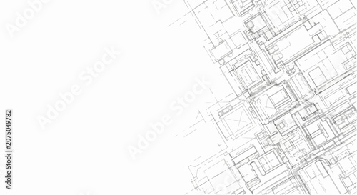 Intricate Architectural Blueprint Design with Detailed Lines and Structure.