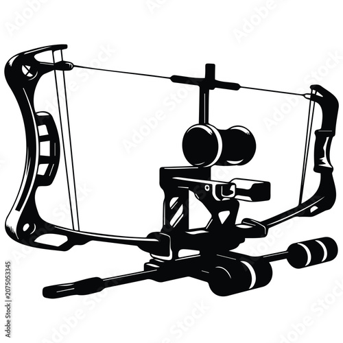 Tableau sur toile Modern compound bow with stabilizer and sight for archery sport practice