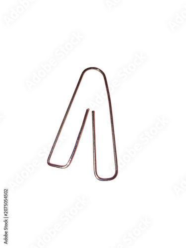 A single metal paperclip bent into a v shape