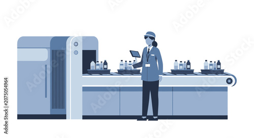 Airport Security Scanner with Security Officer and Luggage Items