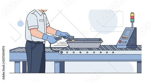 Airport Security Scanner, Baggage Screening Conveyor Belt, Safety Check
