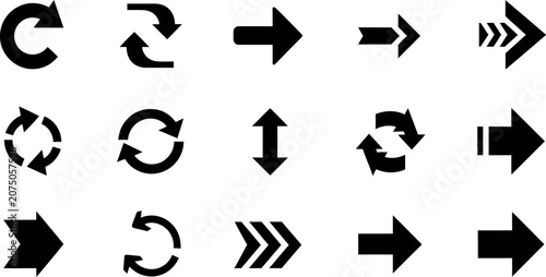 Vector illustration featuring diverse arrow icons and symbols in outline design for digital and print use.