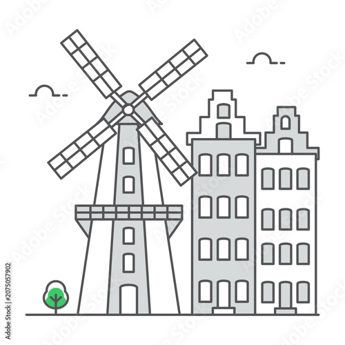 Cuadro en lienzo Dutch Windmill