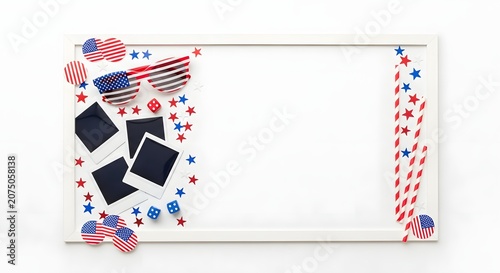 Patriotic frame with stars and stripes decoration
