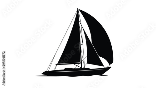 Photos Sailing boat silhouette against a white background a nautical depiction silhouet