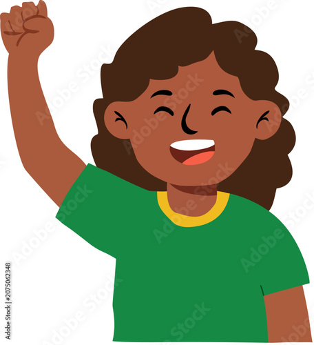 happy girl with arms raised