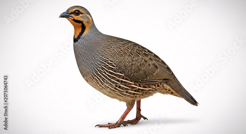 Realistic Chukar Partridge Isolated on White Background with Detailed Plumage