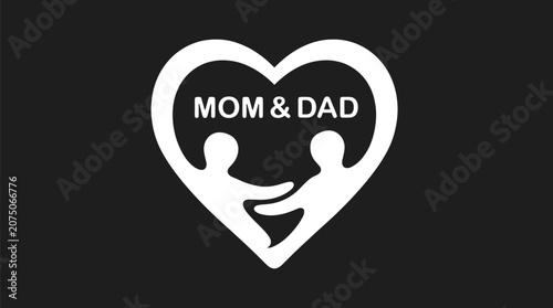 Foto Heartfelt Family Logo Silhouette of Mom Dad and Child for Love and Relationship