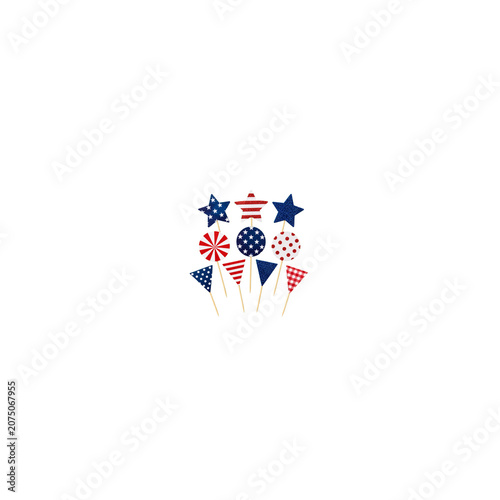 Patriotic party food toppers set with stars and flags for festive celebration decor and American holiday event supplies