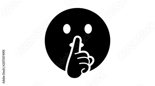 Fotografie World Emoji Day, Emoji, Emoji silhouette, Shh, Silence, Quiet, Finger on Lips, V