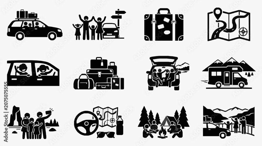Obraz premium Travel Adventures and Road Trips Essentials.