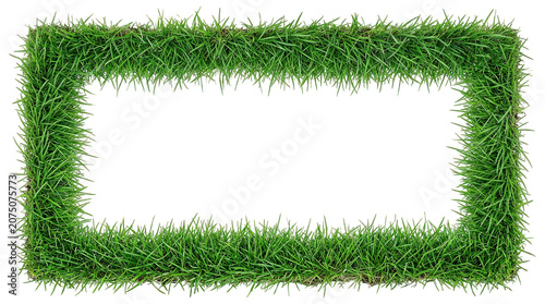 Green Grass Border Rectangle Frame Isolated Transparent Background PNG Realistic Lawn Patch Turf Field Fresh Meadows Foliage Botanical Nature Banner
