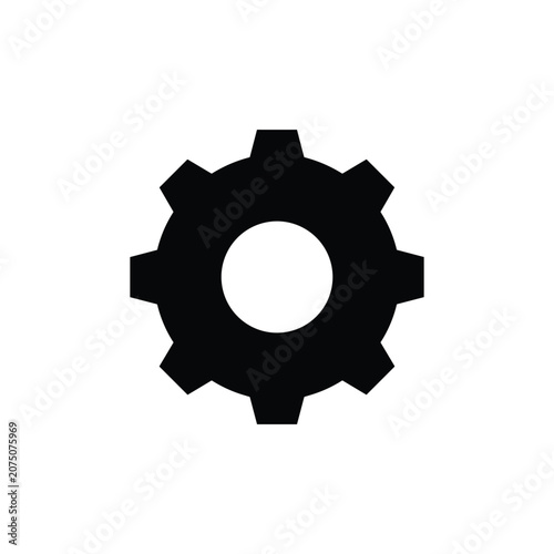 Industrial mechanical gear wheel silhouette icon for engineering and technology software applications