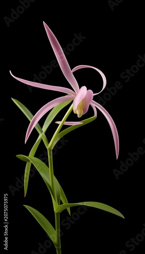 pink lily flower isolated on black