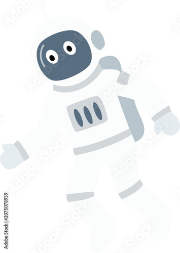 white cartoon astronaut floating gracefully in outer space