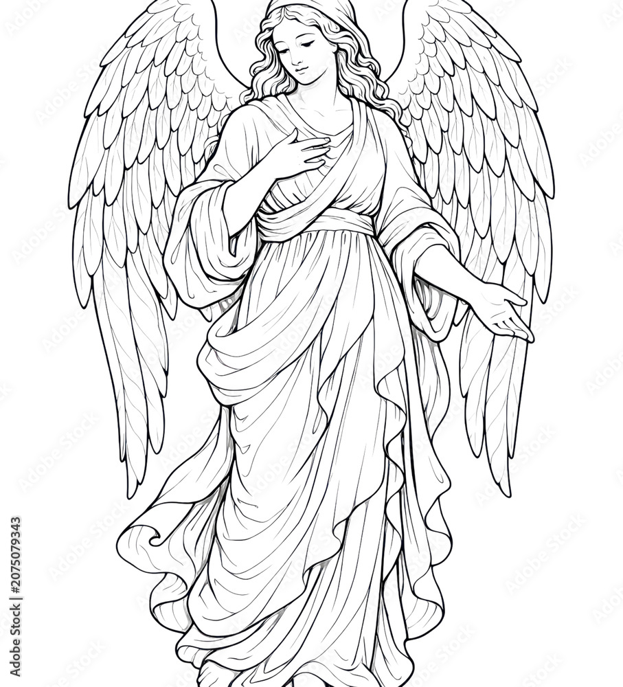 Obraz premium PNG Elegant angelic figure illustration.