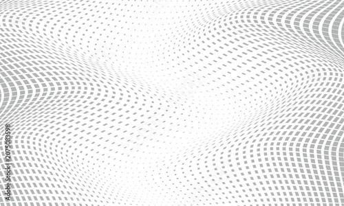 Black and White Abstract Halftone Background with Seamless Dot Pattern, Wave Grid Texture Vector Design for Wallpaper, Modern Art Illustration Backdrop