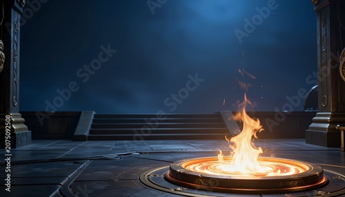 Dark Fantasy Arena with Enchanting Fire Portal in Mysterious Setting