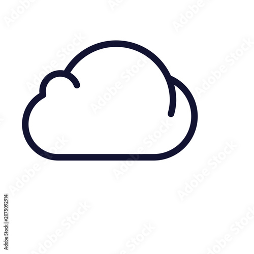 Cloud icon, simple cloud symbol, navy blue outline, minimalist design, weather icon