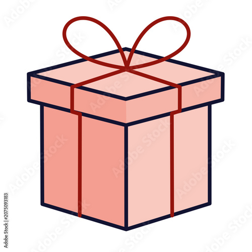 Gift box, present box, wrapped box, pink gift box, vector icon