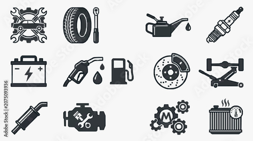 Canvastavla Automotive Maintenance Tools Icon Set.