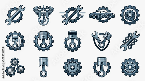 Foto Industrial Mechanical Engineering Symbols Collection.