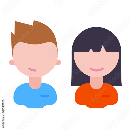 Cartoon people icons, smiling faces, male and female, colorful characters, vector illustrations