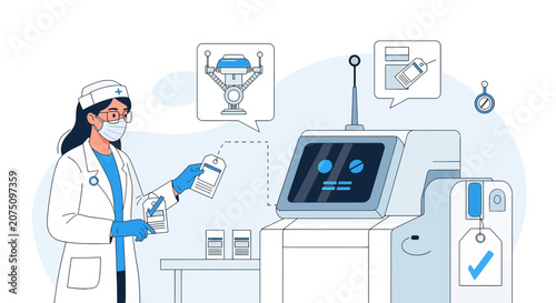Doctor using advanced medical technology, AI healthcare, robotics in medicine