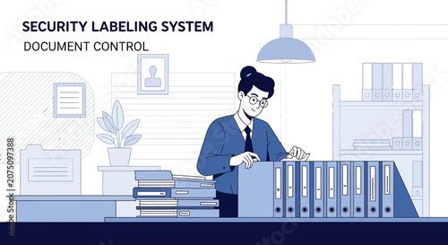 Document Control System: Woman Organizes Files in Office Storage