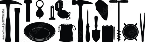 Foto Geology field research gold prospecting geological exploration mapping and rock
