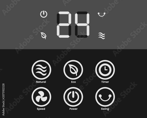Smart Fan LED Display Interface with Touch Buttons Set