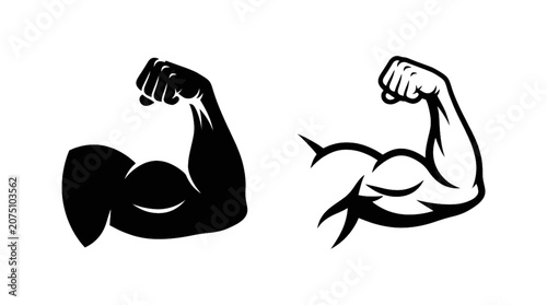 Photos Two Strong Arm Bicep Silhouettes – Flexing Power, Strength, Fitness and Workout