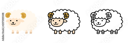 ヒツジのイラストセット ポップでかわいい動物