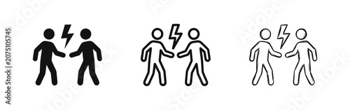 Foto Set of three icons depicting conflict or disagreement between two people