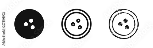 Bild auf Leinwand Clothing button icon set for sewing and fashion in solid, outline, and hand-draw