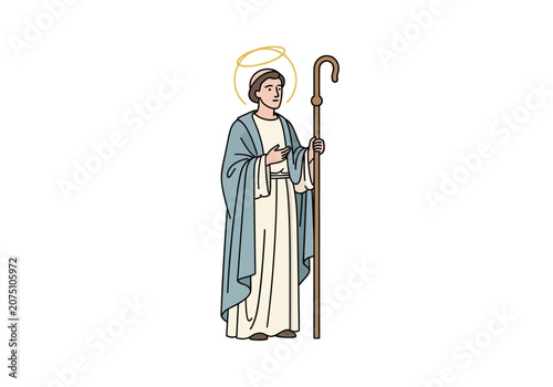 Fotografie Saint Joseph holding a shepherds crook and wearing a halo.