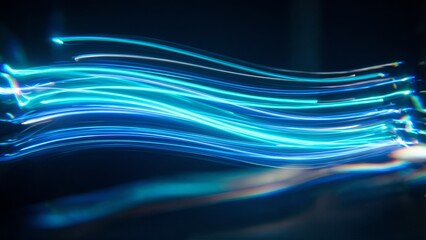 Blue Neon Light Streak Overlay on Dark Background — Futuristic Video Editing Effect
