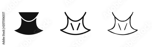 Tableau sur toile Neck or throat icon set, body part silhouette and sketch