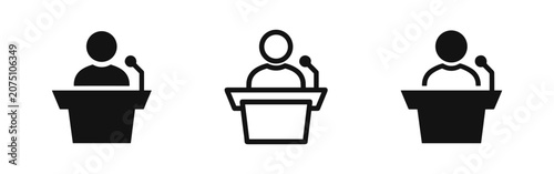 Quadro su tela Speaker or person at podium icon set