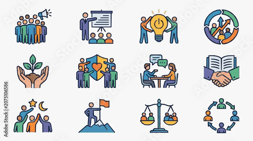Foto Collaborative Community and Social Growth Icons.