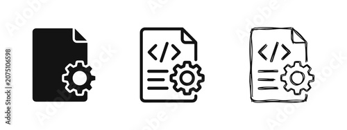 Tableau sur toile Code file settings icon set, software development configuration symbol, programm
