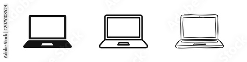 Laptop computer icon set, portable technology devices