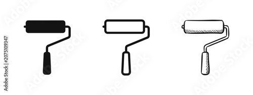 Fotografie Paint Roller Tool Icon Set
