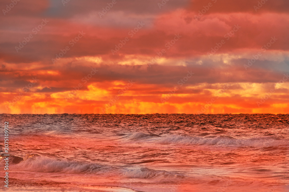 Obraz premium A photographic illustration of the heat sea that is overheating and showing the state of the world's oceans during extreme climate warming.
