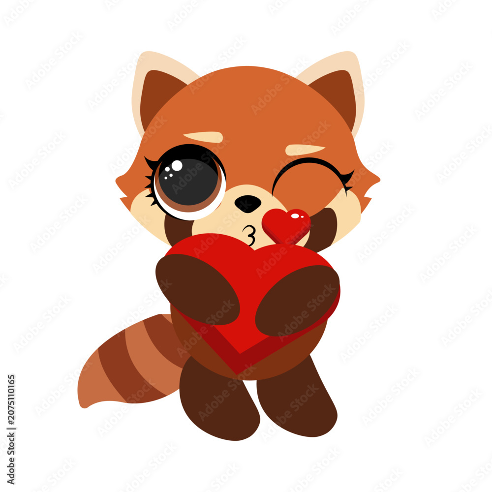 Fototapeta premium Cute baby red panda character