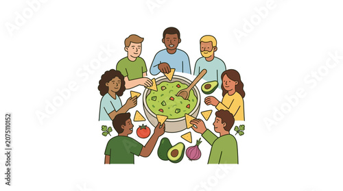 Diverse Group Sharing Healthy Homemade Soup Around Table