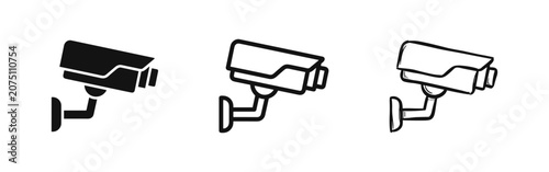 Obraz na płótnie CCTV security camera icon set, surveillance and monitoring symbol