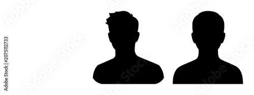 Solid black icon, white background: user profile avatar icon set with simple line art design featuring simple design, minimalist, black and white with illustrations and graphics