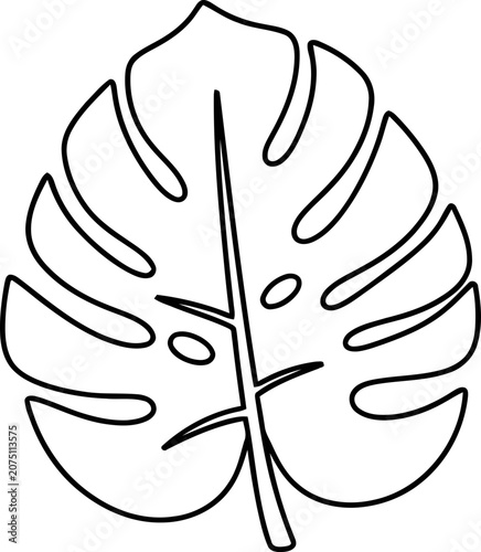 Monstera Leaf Outline Vector Art - Tropical Plant Silhouette Icon